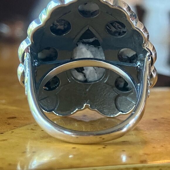 Genuine White Buffalo Sterling Silver Southwestern Ring Size 7 - Picture 5 of 9